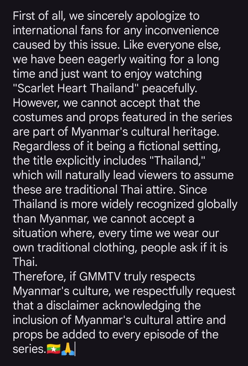 Heliahara's tweet photo. GMMTV RESPECT OUR CULTURE 

#RespectMyanmarCulture 
#CreditOurHeritage 
#ScarletHeartTH https://t.co/BGd1vBPSRG
