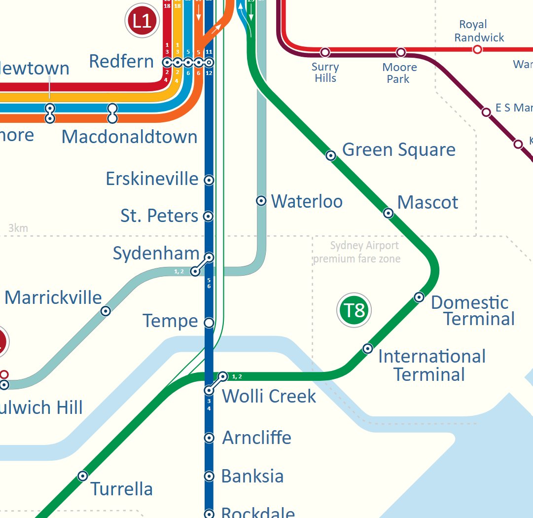 railmaps's tweet photo. @fictillius I am going to have to re-work my draft updated Sydney Rail Map to undo changes this new timetable would have introduced.  Silly me doing it ahead of time.  
(Yes there was always going to be a couple of weeks between when the metro opened and the new train timetables started). https://t.co/V4ASKUz1yO