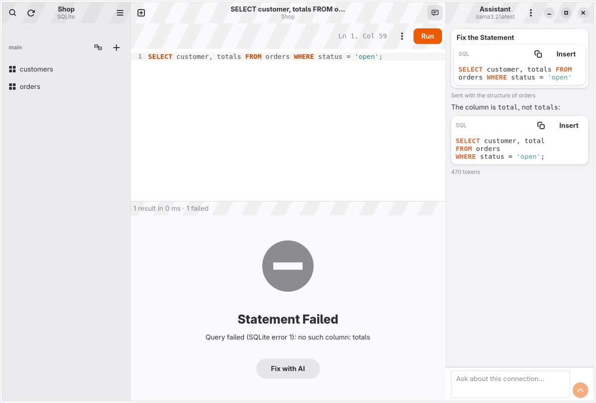 tableproapp's tweet photo. AI Assistant in TablePro on Linux https://t.co/Yp8uWR5xJL