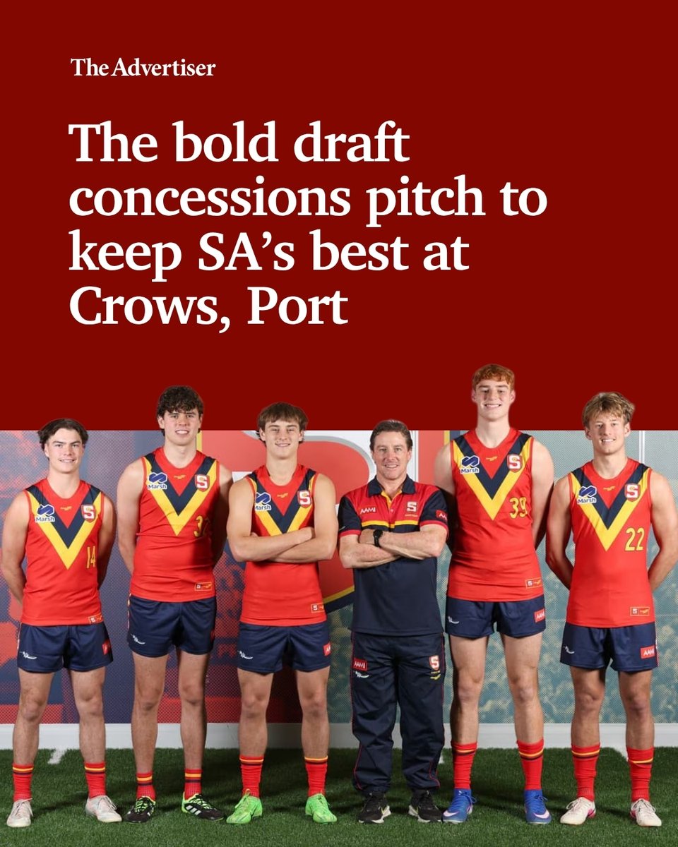 theTiser's tweet photo. Should Adelaide and Port Adelaide be given priority access to SA’s top draft prospects? The SANFL believes it would supercharge the development of the state’s young talent. 🔗 DETAILS: https://t.co/uJPnP0Pawn https://t.co/9w3BiByrGg