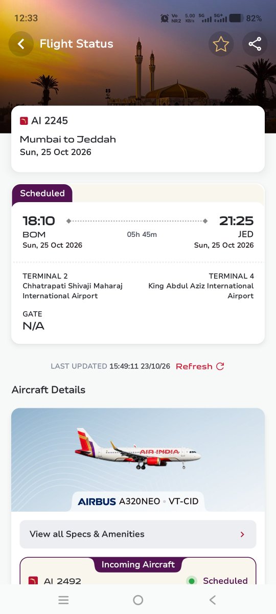 almaskolkata's tweet photo. @airindia @AirIndia_News publish a travel advisory about upcoming cancellation flight after 24 th October. There is no cancellation advisory neither in Facebook nor in X handle. Still 25th's flight status showing in your app "SCHEDULED"! Please clear what exactly going on . https://t.co/14QYu9K58I