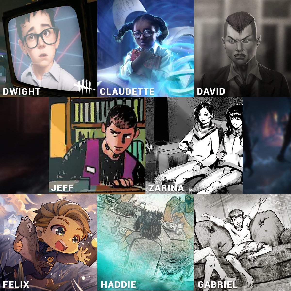 dvveet's tweet photo. All the times we've seen much younger versions of Survivors in Dead by Daylight! https://t.co/uQGn7WxRya