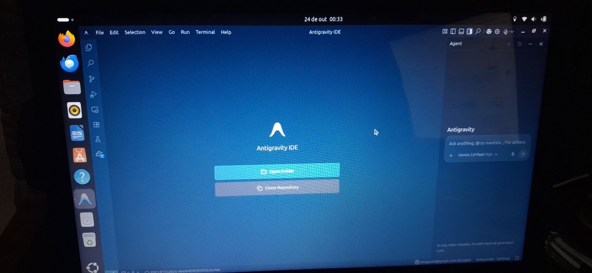 AmgaunaProjetos's tweet photo. Eu vou usar o Google Antigravity IDE dentro do Ubuntu Desktop https://t.co/1ic56apcIf