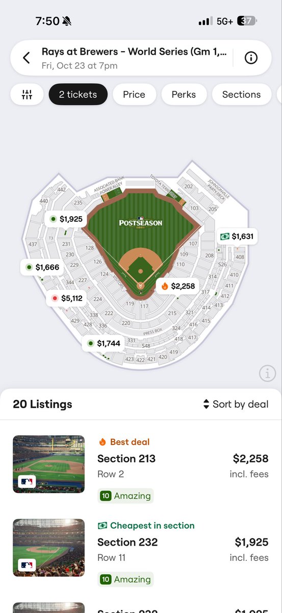 ProblemsMlb's tweet photo. A couple of tidbits from after the game started. Tickets clearly being controlled not by fans / typical resellers. Just tossing this out there since some people still think this is scalpers and not an inside job. Game in 3rd inn when screenshots were taken. Priced not to sell. https://t.co/N9Zjgti0SG