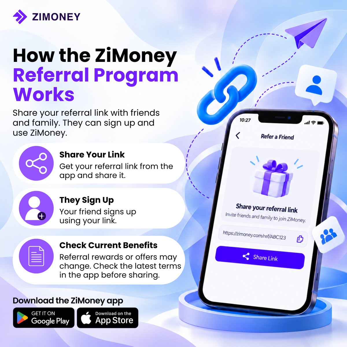 zimoneyapp's tweet photo. Invite friends and family to ZiMoney using your referral link. Check the app for the latest referral benefits.
#ZiMoney #ReferAFriend #ReferralProgram #MoneyTransfer #SendMoney #InternationalTransfers #DigitalPayments #Fintech #StayConnected #ZiMoneyApp https://t.co/Zw9nZJF1iu