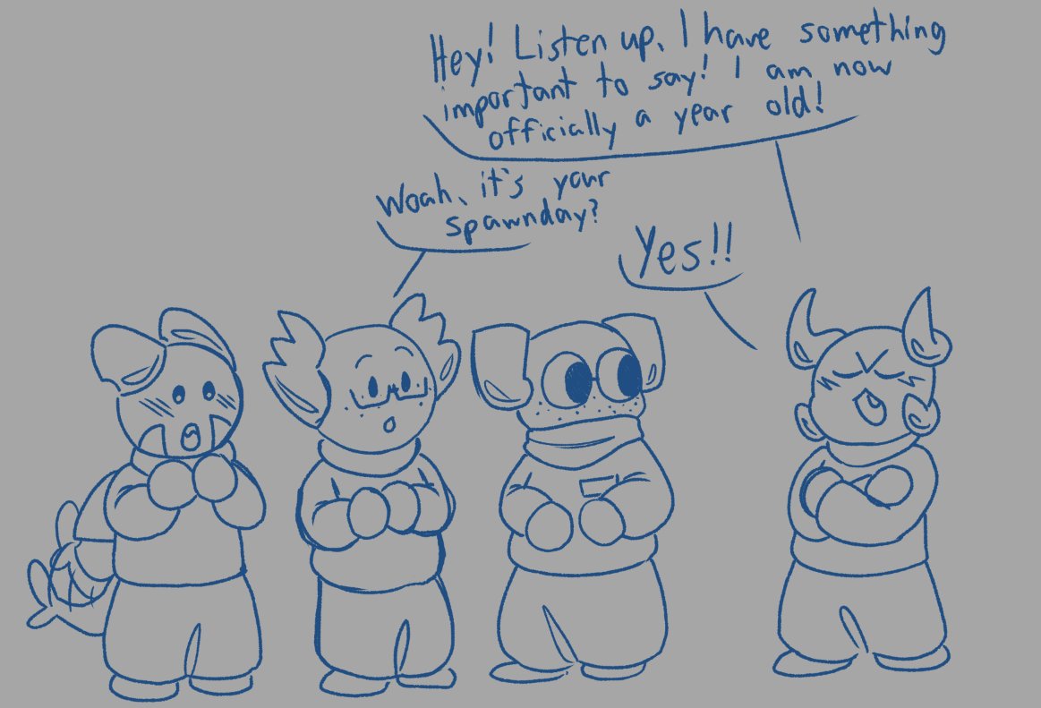 Snowyllama1's tweet photo. "can you please make a public apology for your babyspace spawnday post in a way of drawing a comic of little medkit, grav and warp congratulating him. please." -> alright fine she can have a good spawnday https://t.co/wz72fANYMu