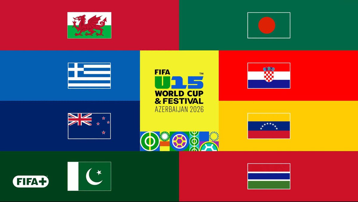 FootballPak's tweet photo. FIFA U15 World Cup &amp; Festival 2026, Azerbaijan. 

Pakistan begins their Group AD campaign today vs Gambia at 1:30pm PKT. 

Match will be live on FIFA+ https://t.co/6Hcpbd0kve https://t.co/zjPzrg2dZQ