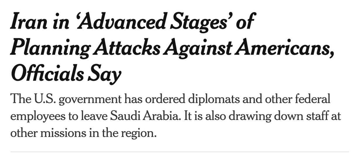MaxBlumenthal's tweet photo. This NY Times headline is based on comments by anonymous "US officials" and an ODNI memo leaked to the press

In other words, the Israel-controlled Trump administration is in advanced stages of planning attacks against Iran https://t.co/RN1pKP3zTQ