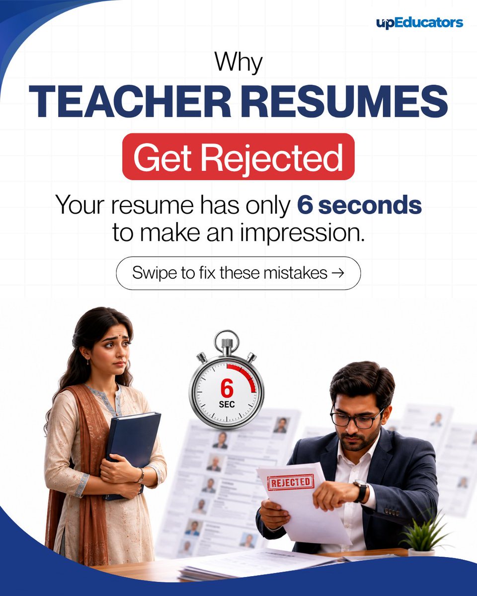 upEducators's tweet photo. 📄 How many of these mistakes are costing you the job?

 #TeacherCareer #ResumeHacks #TeachingJobs https://t.co/hAwz0N2fjr