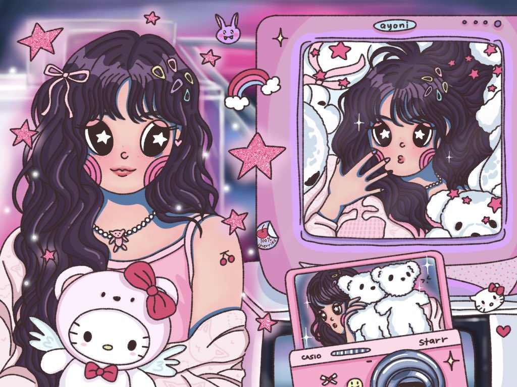 starryoni's tweet photo. removing AI from your feed with 4 of my illustrations 🎀⭐️ https://t.co/5KuJXyCXaH