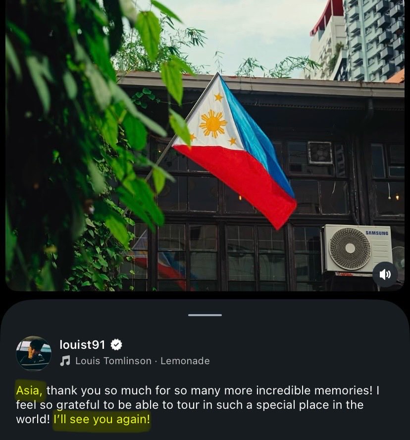 nevernotlouis's tweet photo. seeing this after exactly a week since my show is not for the weak 💔 manila misses you, @Louis_Tomlinson ! we’ll wait for you to come back 🥹 https://t.co/q5B0DP2iSC