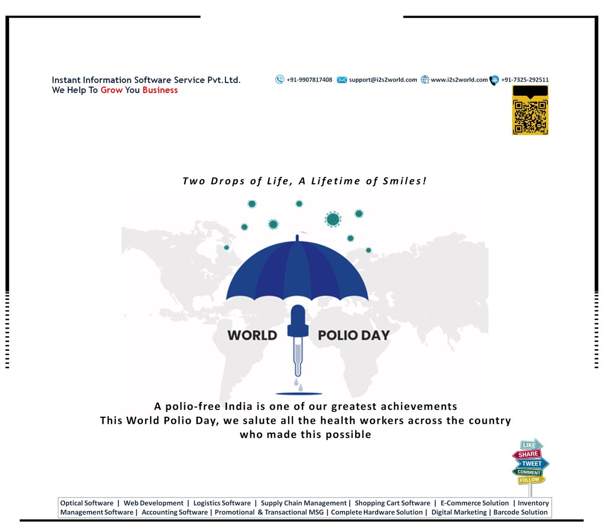 instant_pvt's tweet photo. Two Drops of Life, A Lifetime of Smiles
#WorldPolioDay
#PolioDay
#विश्व_पोलियो_दिवस
#दो_बूंद_जिंदगी_की
#PolioFreeIndia
#पोलियोमुक्तभारत
#Optical_software
#Opticalsoftware
#i2s2
#Optocare
#AaharStore
#DigitalMarketing
#WebDevelopment
#ERP
#ITSolutionExperts
https://t.co/3jKYRs2wWK https://t.co/GyniZnN5aF
