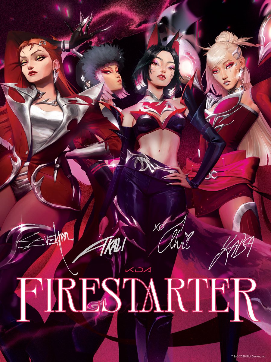 sophiep0wers's tweet photo. FIRESTARTER - @KDA_MUSIC is #32 on @spotify top 50 global charts?! ILY BLADES. 

i hope you’re all enjoying the ep ❤️‍🔥🖤💋

-sophie 
(evelynn) 

#kda #spotify https://t.co/7o1D4Uo7JL