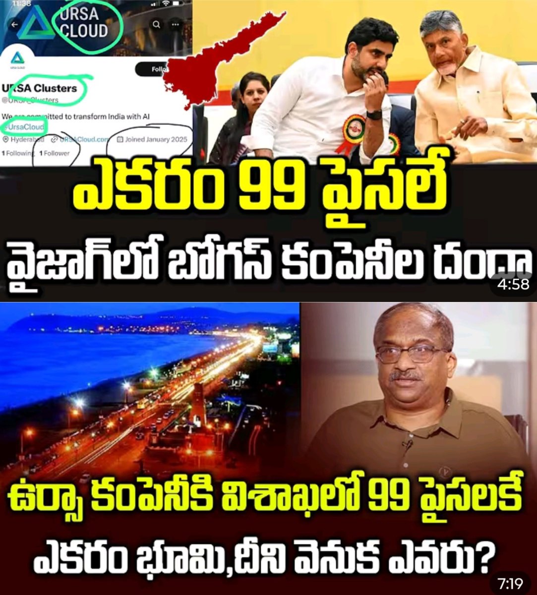 Justice_4Vizag's tweet photo. విశాఖలో భూములను ఎలా దోచుకుంటున్నారో చూడండి !

ఊరు పేరులేని కంపెనీలకు కూడా ఎకరం 99 పైసలకే కేటాయిస్తూ విశాఖ భూములన్ని దోచుకుంటున్న టిడిపి రాబందులు 

ఇలాంటి వారికి మీరు మళ్ళీ ఓటు వేస్తే విశాఖలో మీ ఆస్తులు కూడా మిగలవు .. 

ఓటు వేసే ముందు ఒక్కసారి జాగ్రత్తగా ఆలోచించి ఓటు వేయండి https://t.co/ol1txDKh7T