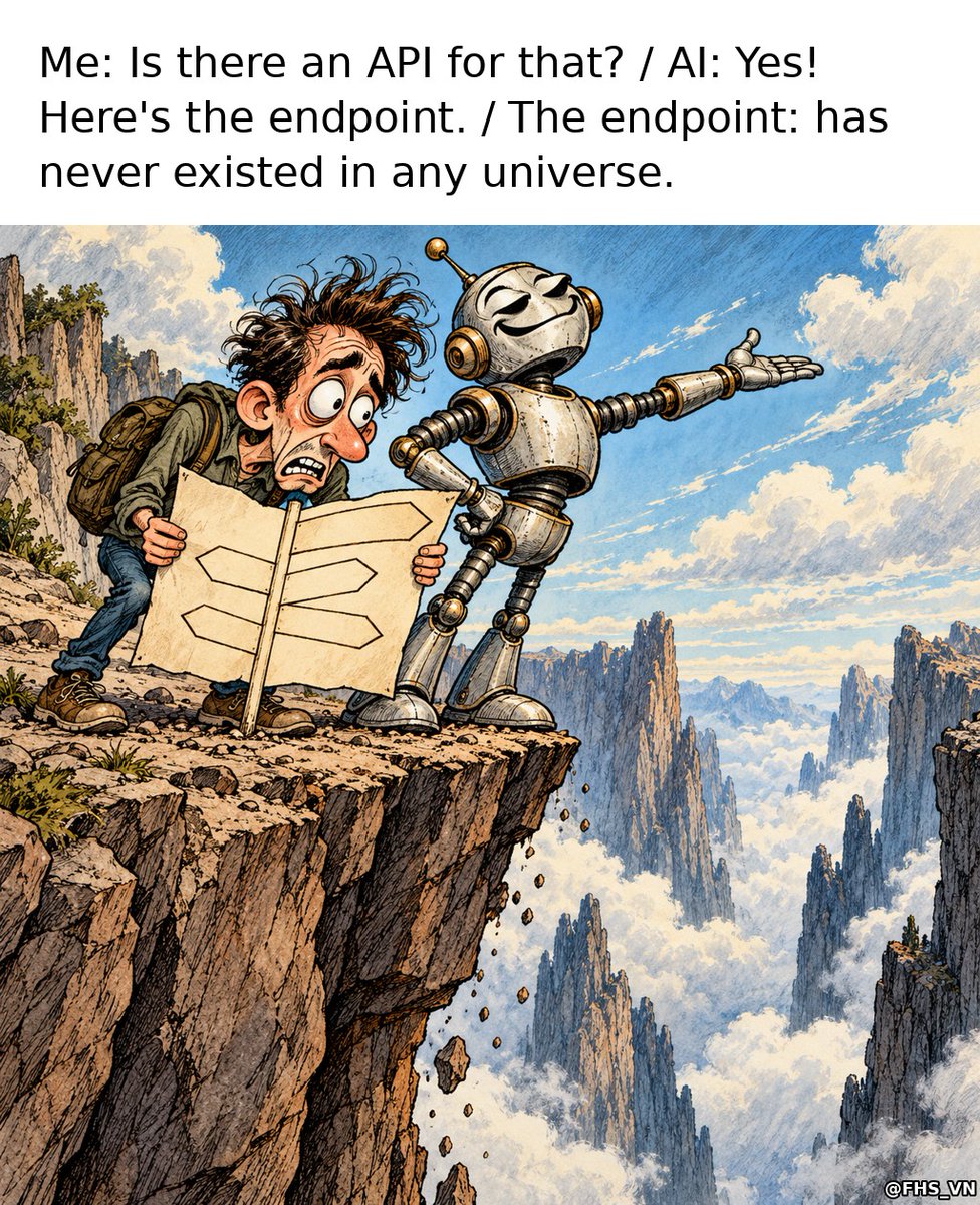 FHS_VN's tweet photo. Confidently wrong has never looked this professional. What's the most convincing fake API your AI ever invented? #DevHumor #AI https://t.co/OeEdbXuagz