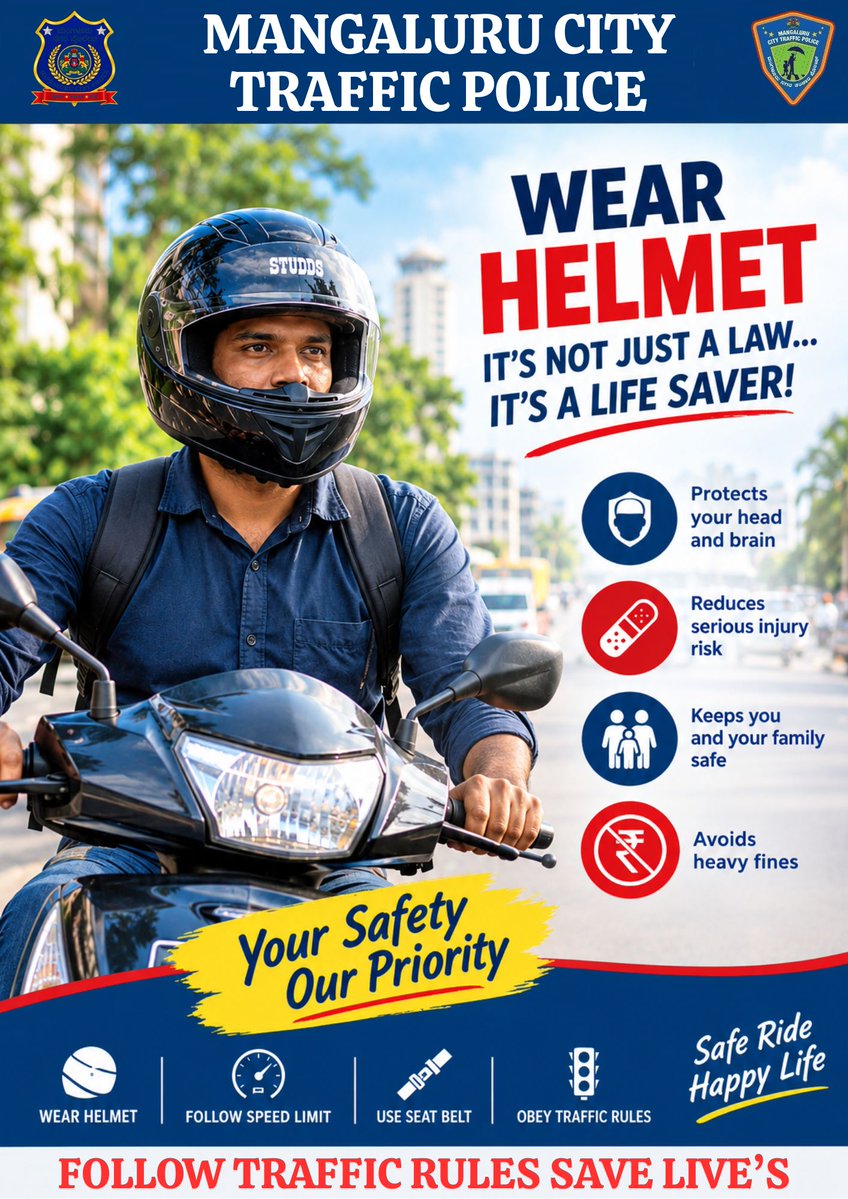 acptrafficmgc's tweet photo. “Your Family Awaits Your Safe Return"

Wear a helmet every time you ride a two-wheeler.  It’s not just a rule—it’s a lifesaving habit. Protect your head, protect your life! @compolmlr @dcptrafficmgc https://t.co/5UMcIePUNs