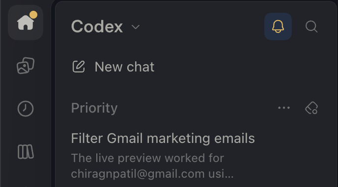 VectorQl's tweet photo. @Aditya_T007 yes, go over to codex and see the session name.

> Filter Gmail marketing emails in this case.

and then ask claude to resume it. https://t.co/1XJr6qDUJ0