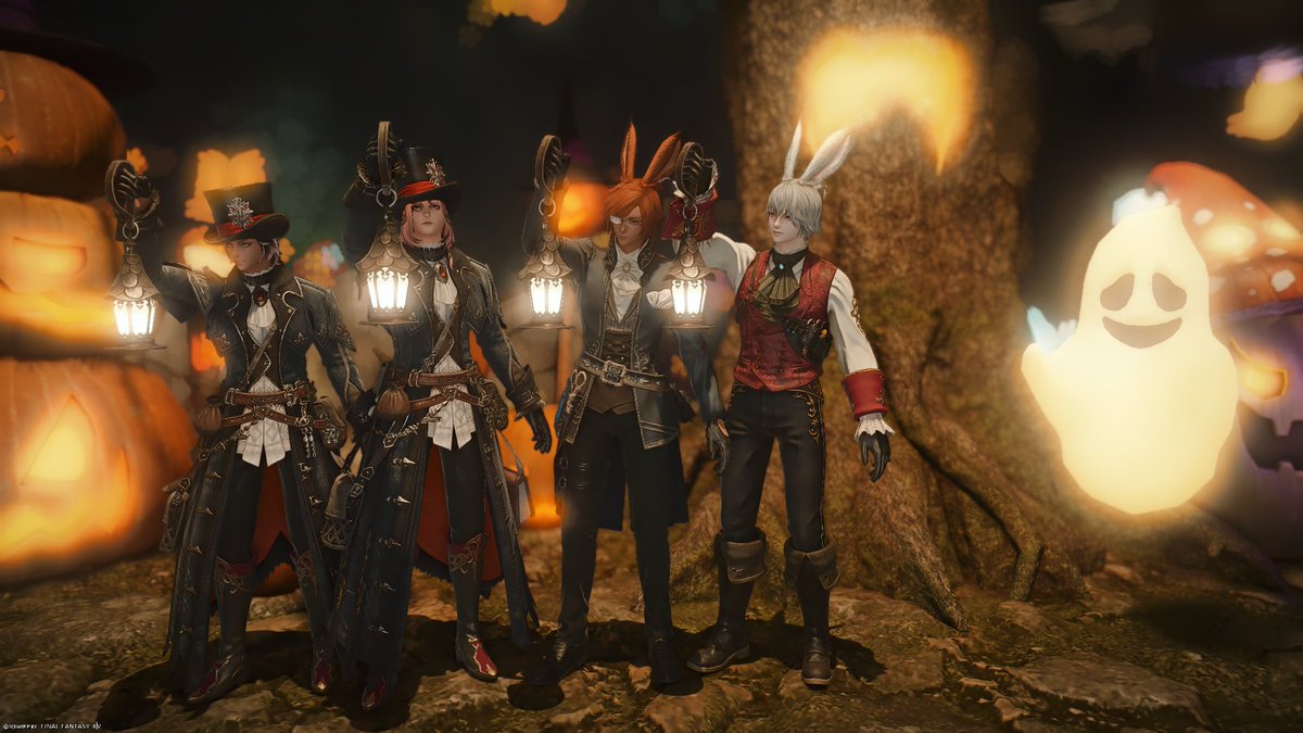 Noel_L_FF14's tweet photo. 昨日の🐰🐰🐰🐰
ねくまるさんと撮影会！たのしかった～！🎃👻
かっこいいとかわいいでたのしかったし大変癒やされた～！お付き合いありがとうございました☺️
#ヴィエラ https://t.co/yM7QQjTFoV