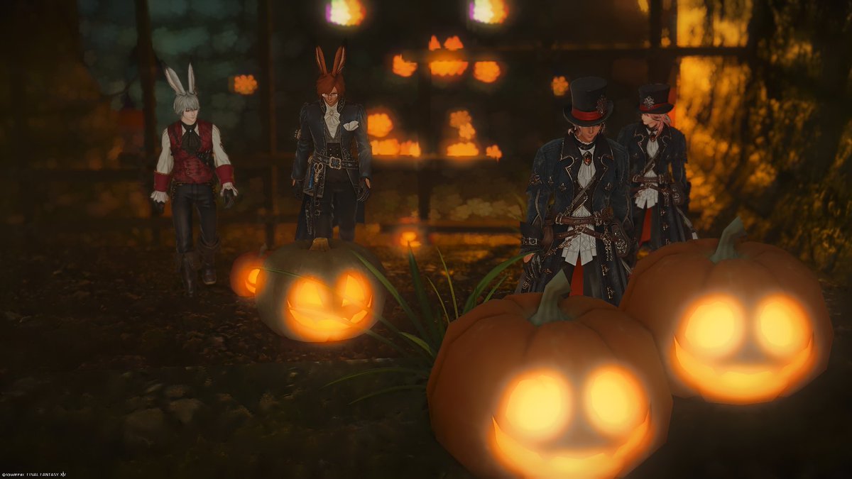 Noel_L_FF14's tweet photo. 昨日の🐰🐰🐰🐰
ねくまるさんと撮影会！たのしかった～！🎃👻
かっこいいとかわいいでたのしかったし大変癒やされた～！お付き合いありがとうございました☺️
#ヴィエラ https://t.co/yM7QQjTFoV