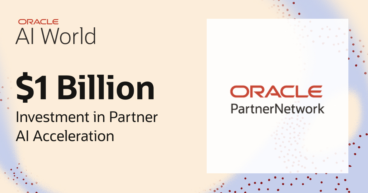 adinswain's tweet photo. Oracle is committing $1 billion over the next four years to help partners build differentiated offerings, win business, and support customer modernization and AI adoption. Learn more: https://t.co/KE6rR6jvZP https://t.co/EJqO6gE2nB