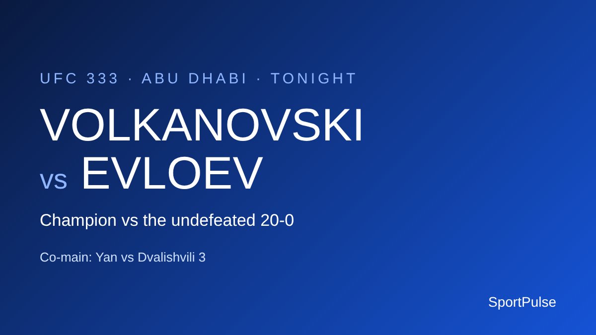 SportPulseHQs's tweet photo. Volkanovski vs Evloev tonight in Abu Dhabi. Champion against a 20-0 record.
Yan vs Dvalishvili 3 sits right under it on the card.
Who takes the main event? https://t.co/Nfdv25Ptya