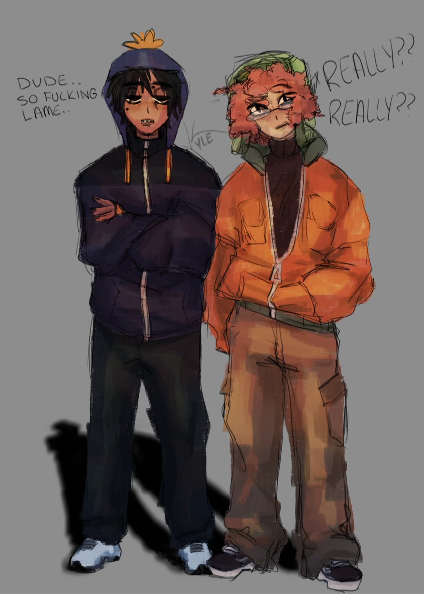 howmanyipodnano's tweet photo. asked 2 oomfs what to draw one said craig the other said kyle so we have cryle here 

#spcraig #spkyle #sptwt #southpark https://t.co/5uRJriqXiY