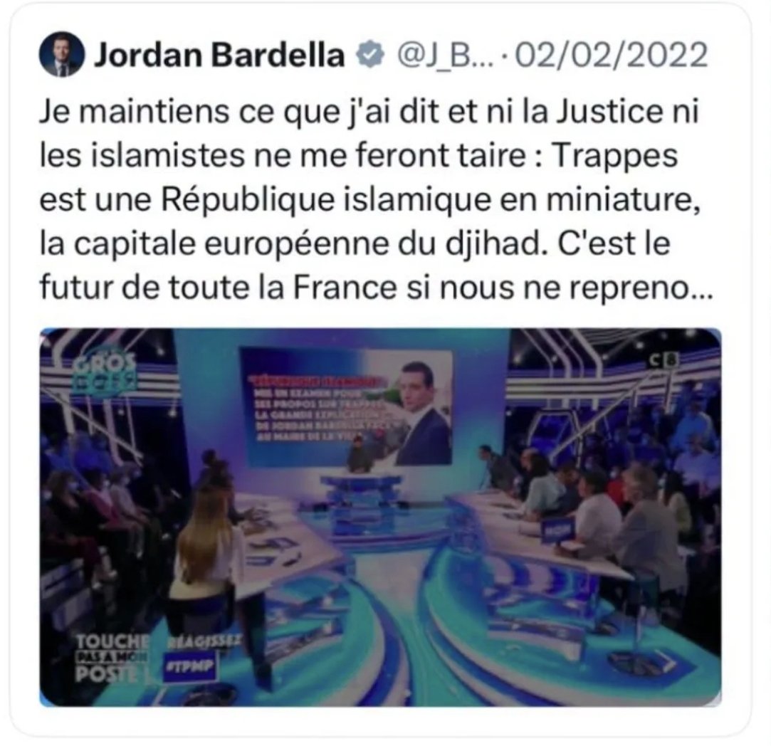 raphpradeau's tweet photo. Les discours de haine de l'extrême-droite portent une lourde responsabilité dans l'horrible attentat de Trappes.

Depuis des années, le RN stigmatise cette ville comme une "République islamique en miniature".

LE RACISME TUE. https://t.co/bgcsKkmbt4