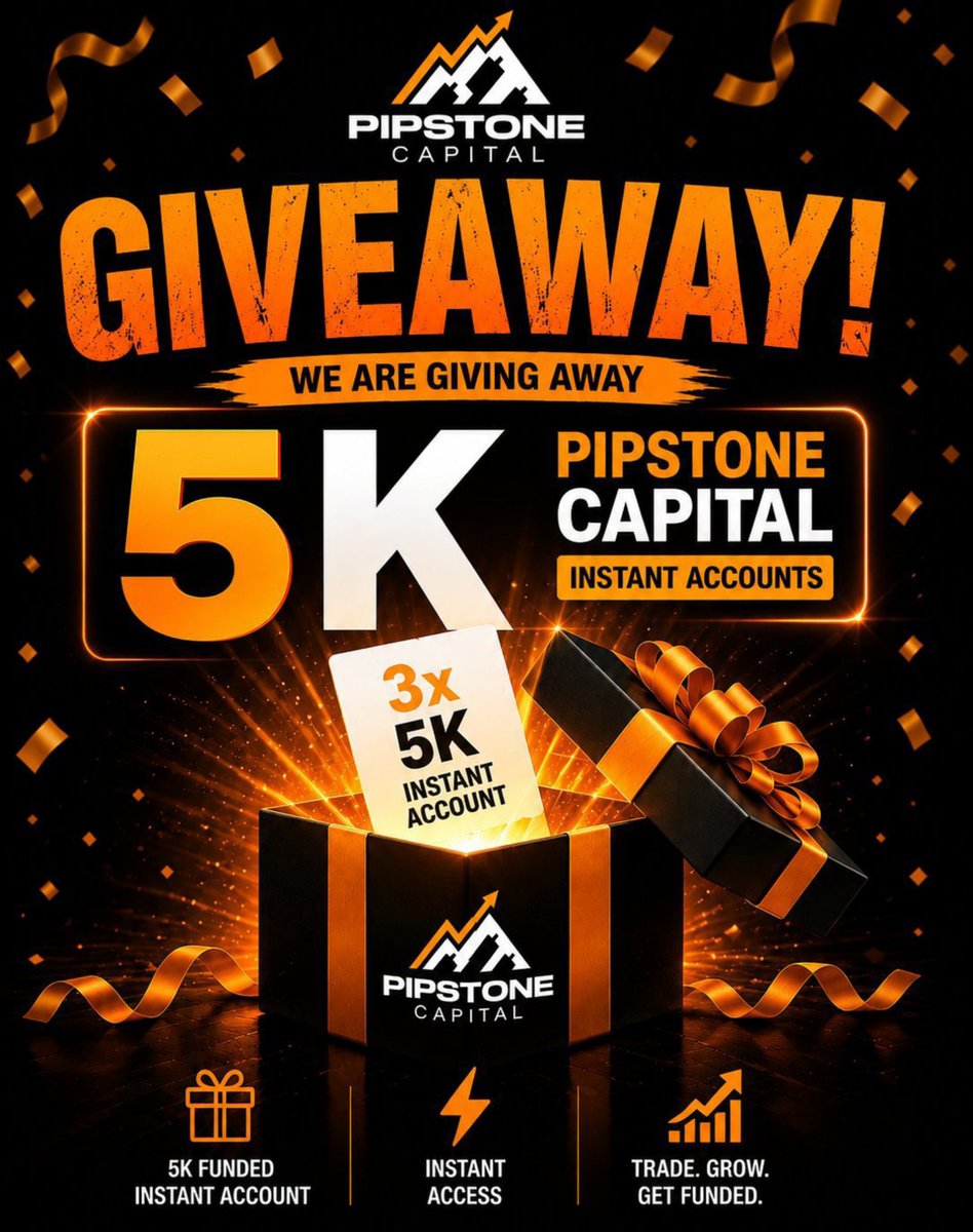 propfirmarena's tweet photo. 🎁 3x $5,000 Instant Account Giveaway 🎁

We're giving away 3 funded 5K Instant Accounts from Pipstone Capital! 🚀

How to Enter:

1️⃣ Follow @propfirmarena + @Pipstonecapital + @jaco_fx + @IctMRJ
2️⃣ Like & Repost 
3️⃣ Tag 3 Trader Friends 👥
4️⃣ Join Discord 🎯
https://t.co/oGmXW8ENUh

Bonus Entry: Use Code JIMMYBOGO 🎁

 (Buy One, Get One FREE Account)

🎂 Winners Announced soon 🎉

Good Luck Everyone! 🍀🔥