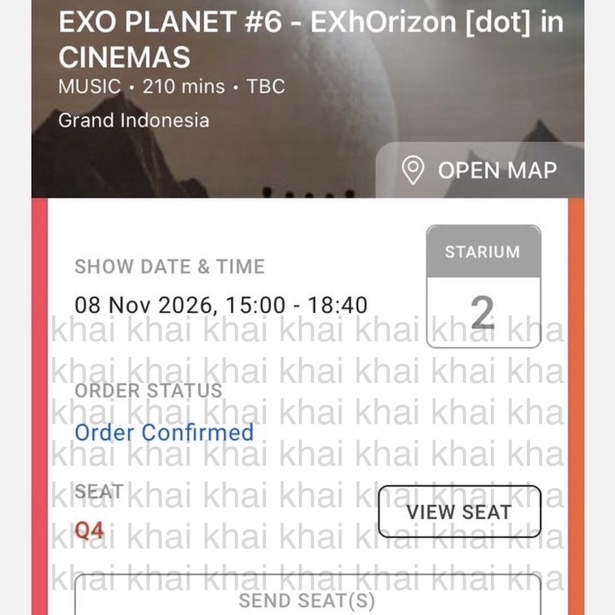 k__khai's tweet photo. [restock titipan]
WTS Want to Sell - EXO Planet 6 Exhorizon dot in Cinemas CGV JAKARTA

GI Grand Indonesia
- Regular 3 H16-17
- ⁠Starium 2 Q4

CP Central Park
- Regular 9 F23
- ⁠Regular 9 H13-14

HARGA NORMAL YA🫰🏻🫰🏻🫰🏻✨

t. exol nobar tiket https://t.co/gX1x55kP8r