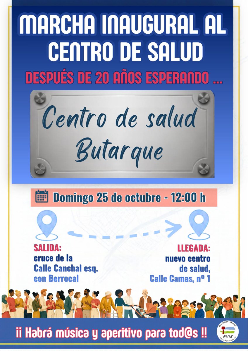 AVIButarque's tweet photo. Recordad que mañana domingo, a las 12 de la mañana, hemos quedado en el bulevar de Berrocal para marchar hacia el nuevo centro de salud e inaugurarlo oficialmente. Exigimos que  se dote de personal médico suficiente #SanidadPublica https://t.co/s01PHC6vhs