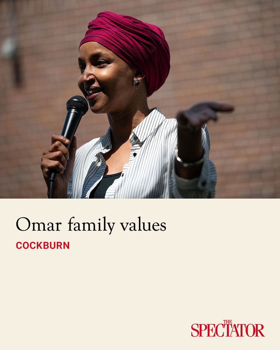 spectator's tweet photo. Penny for the thoughts of Ilhan Omar, the "Squad" member and Democratic Congresswoman for Minnesota's 5th district, who finds herself the object of affection for at least two of Donald Trump's government departments.

Omar said Wednesday that she plans to move out of her DC home, which was searched by around two dozen Department of Homeland Security agents in the early hours of October 12.

Cockburn could retread the well-worn path about how Trump 2.0 was supposed to augur the end of "lawfare" and the weaponization of government, but he'll spare you.

✍️ Cockburn

Article | https://t.co/6o3fHzpLK8 | @Cockburn_DC