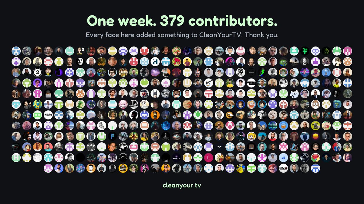 gathint's tweet photo. CleanYourTV is one week old today! 🎉

We reached 28,000+ stars on GitHub, and 379 people have added their own TVs, fixes, translations and themes to this open-source project.

I wrote the initial prompt. You contributed the rest.

Thank you 🙏 https://t.co/JSygUBLu8s