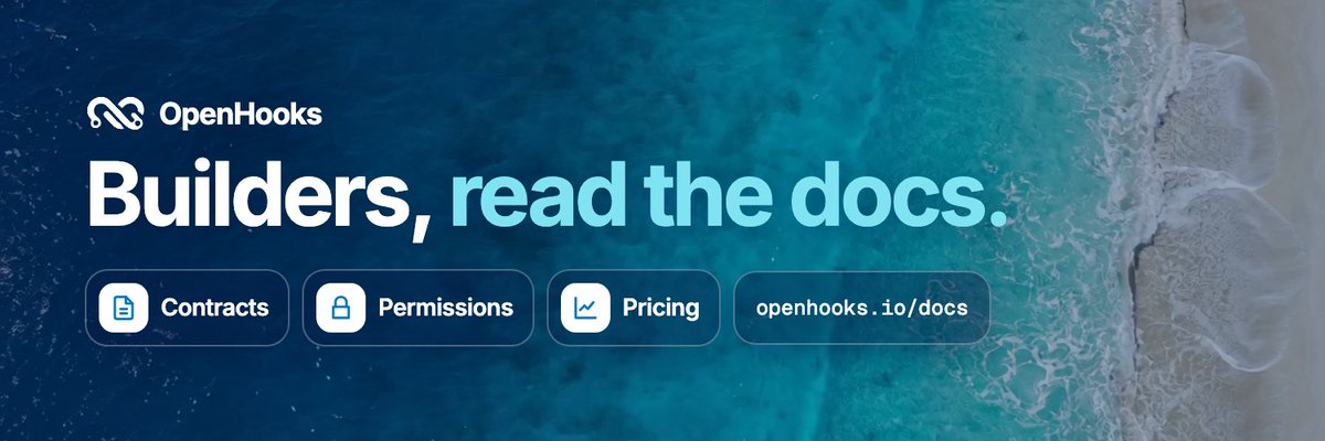 open_hooks's tweet photo. Builders, our docs are up.

How the hook puts bonding curves inside Uniswap v4, every contract address it touches, its permissions, how swaps are priced, and where the fee goes.

No owner, no admin, no upgrades. It’s all written down, and the code is open to check.

https://t.co/NbV7tLRu06