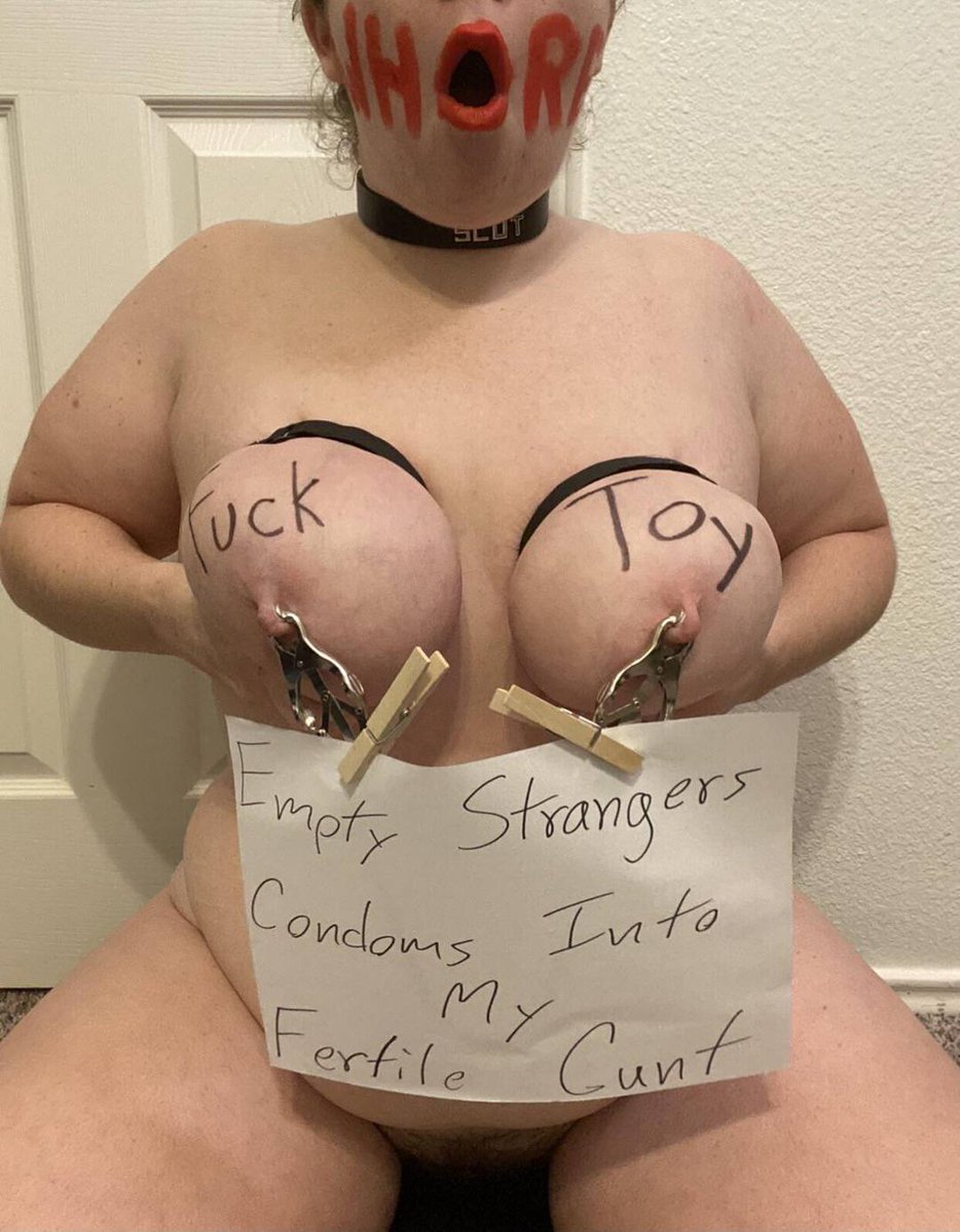 SomeoneElzze's tweet photo. Hahahahahahaha, what a disgusting, pathetic pig with no dignity, she doesn’t even beg to have her holes fucked anymore, now she begs for used condoms to be emptied into her useless cunt https://t.co/TK0B4GPgoP