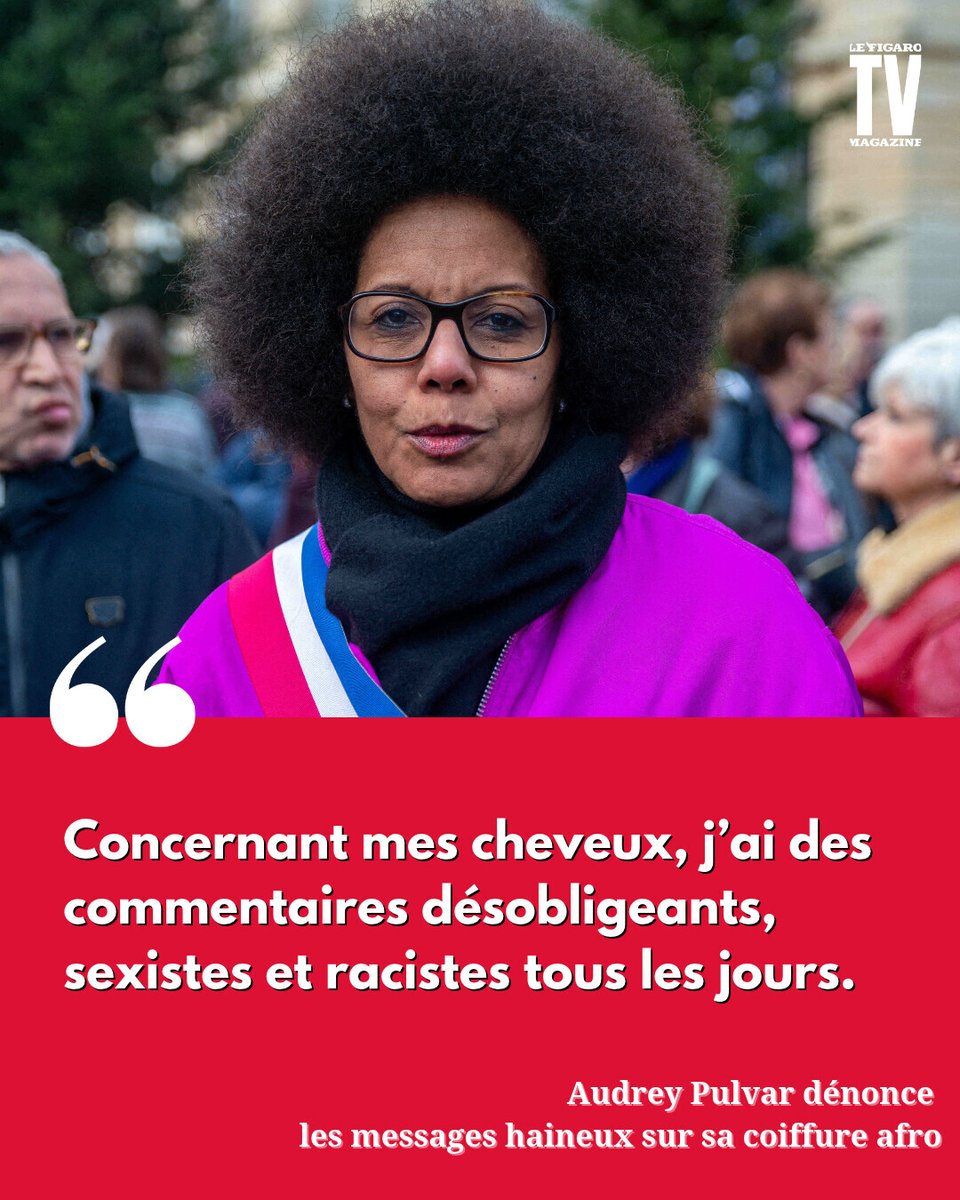 TVMAG's tweet photo. «Je reçois des insultes racistes tous les jours» : Audrey Pulvar dénonce les messages haineux sur sa coiffure afro👉 https://t.co/t3f7Vrqh68 https://t.co/f9vyjyjYD5