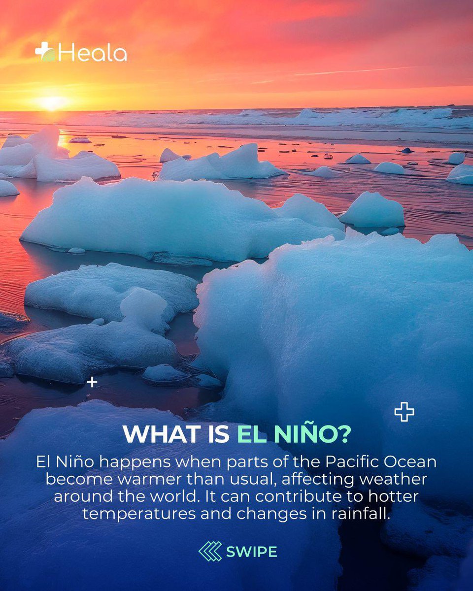 HealaTech's tweet photo. El Niño is happening, and its effects on weather patterns make heat awareness especially important.

A few simple habits can help: hydrate regularly, wear breathable clothing, avoid prolonged sun exposure, and seek shade whenever possible. https://t.co/HK9lZ0xjCM