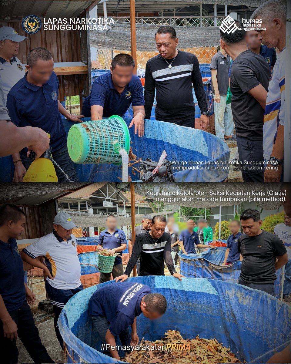 lpnsungguminasa's tweet photo. Lapas Narkotika Kelas IIA Sungguminasa terus mengembangkan pembinaan kemandirian bagi Warga Binaan Pemasyarakatan (WBP) melalui kegiatan pembuatan pupuk kompos berbahan dasar daun kering. 
#kemenimipas
#guardandguide
#ditjenpas
#pemasyarakatan
#pemasyarakatansulsel https://t.co/DAepNQxPJA