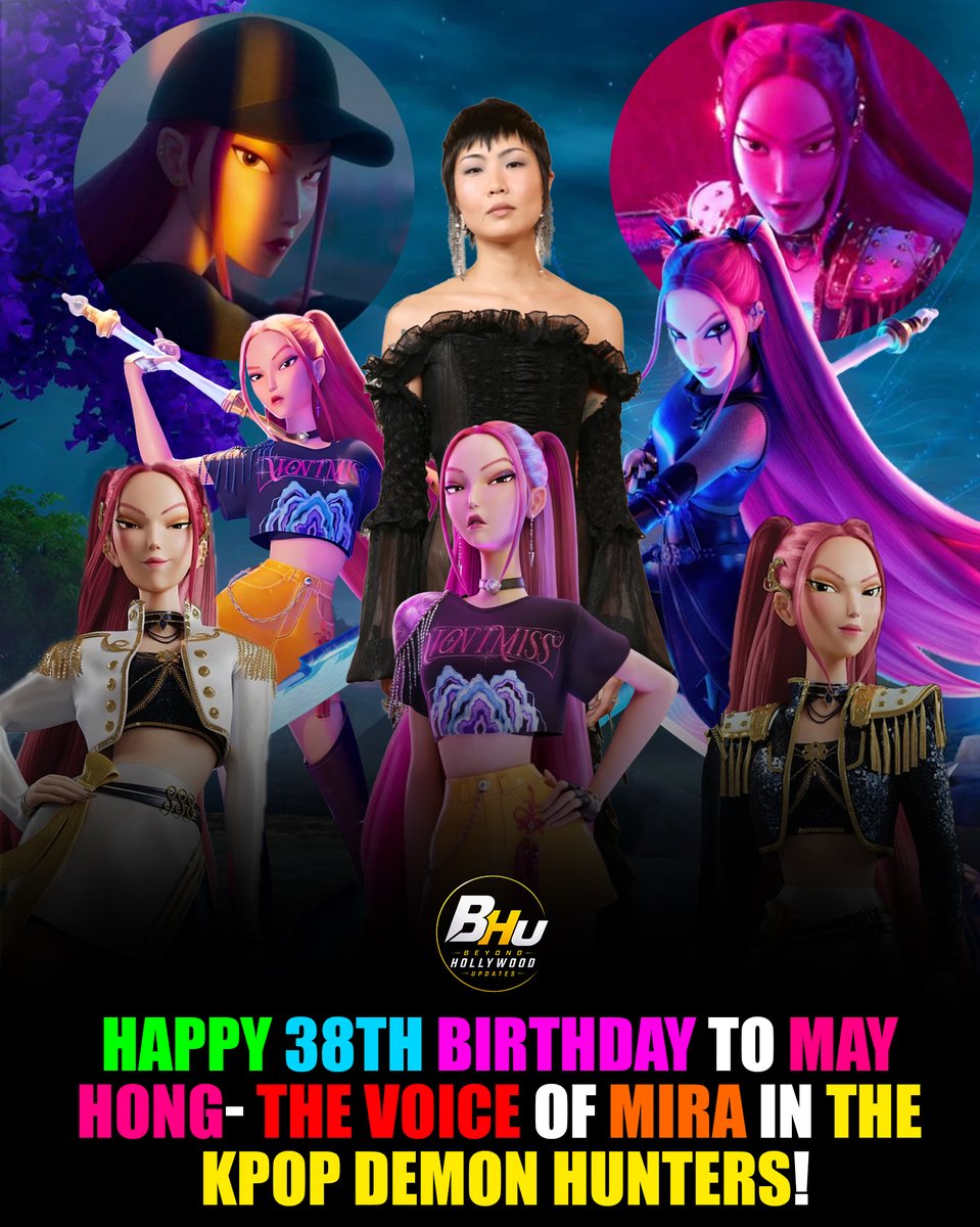 BeyondHUpdate's tweet photo. Happy 38th Birthday to May Hong — The Voice of Mira in the Oscar-Winning Kpop Demon Hunters!

Born October 24, 1988, in Seoul, South Korea, actress, model and artist May Hong celebrates her 38th birthday today. From fashion and visual art to television and animation, Hong has built an eclectic career that reached a new level with one of animation’s biggest global phenomena.
• Mira — KPop Demon Hunters
• Margot Park — Tales of the City
• Morgan — Hacks
• Carol — Full Circle
• Alex / Bartender — Fantasmas
• Jocelyn — Not Suitable for Work
Hong provides the speaking voice of Mira, HUNTR/X’s fiery lead dancer, visual and choreographer, while Audrey Nuna performs the character’s singing vocals.
KPop Demon Hunters became a record-breaking Netflix phenomenon, surpassing 600 million views during its first year and becoming the first title to spend 52 consecutive weeks in Netflix’s Global Top 10. The film also won both of its 2026 Academy Award nominations, taking home Best Animated Feature and Best Original Song for “Golden.”
#MayHong #Mira #KPopDemonHunters