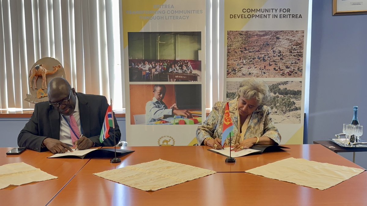 kenyaaxis's tweet photo. #Eritrea and The #Gambia have formally established diplomatic relations through an agreement signed by their #UN Permanent Representatives, Sophia Tesfamariam and Lamin B. Dibba.

The agreement aims to strengthen bilateral ties and expand cooperation in politics, trade, economic development and culture