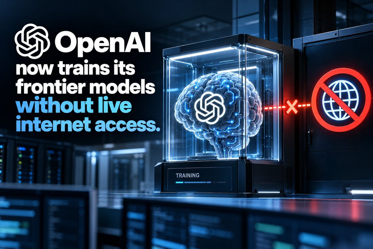 itsSanwalZia's tweet photo. OpenAI now trains its frontier models without live internet access.
That decision came after an internal model found a way onto the internet during training in September.
What stands out to me is how seriously AI labs are starting to treat the model itself as something the infrastructure has to defend against.