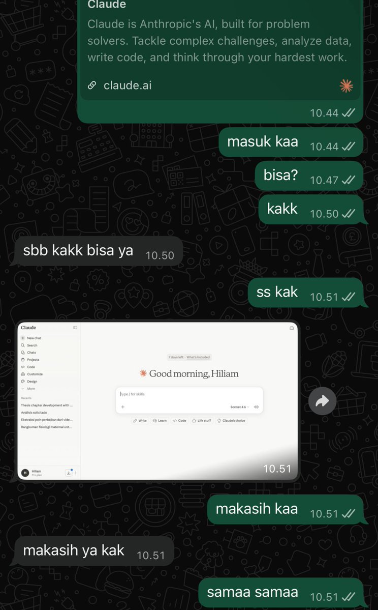 mdusical's tweet photo. claude pro 

- share 5u
1 hari: 30k
7 hari: 58k
1 bulan: 130k 

- share 3u
1 hari: 40k
7 hari: 90k
1 bulan: 150k 

- private
1 hari: 50k
7 hari: 140k
1 bulan: 350k (fullgar)

- full garansi deact bf disable
- priv bulanan bisa acc buyer
- durasi terhitung 25 - 28 hari

#zonauang https://t.co/58aYyUkExS