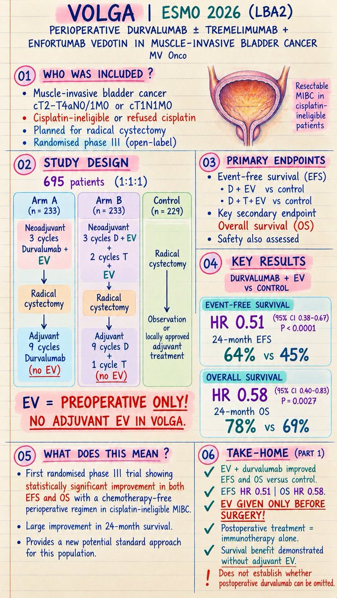 VOLGA ESMO 2026 KOL-made infographic — MV Onco infographic: VOLGA ESMO 2026 LBA2 Part 1 - design and key results (shared by MV Chandrakanth)