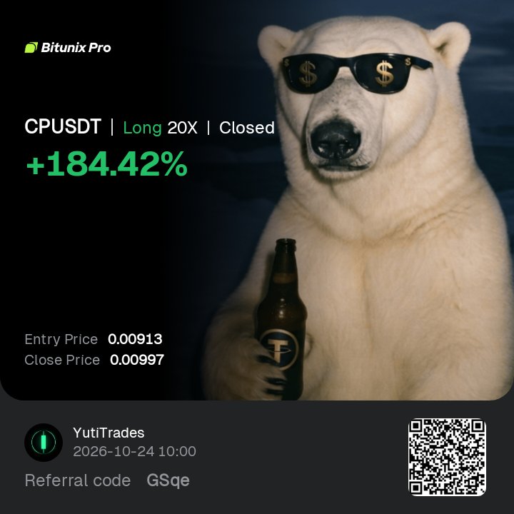yuticrypt's tweet photo. The week was brutal, but I ended with a win.
Recovered losses.
$Q
$CP

Trade with me on Bitunix and claim sign up rewards up to $100
🔗 https://t.co/gepOizYZdV https://t.co/f2CzXGlEmk