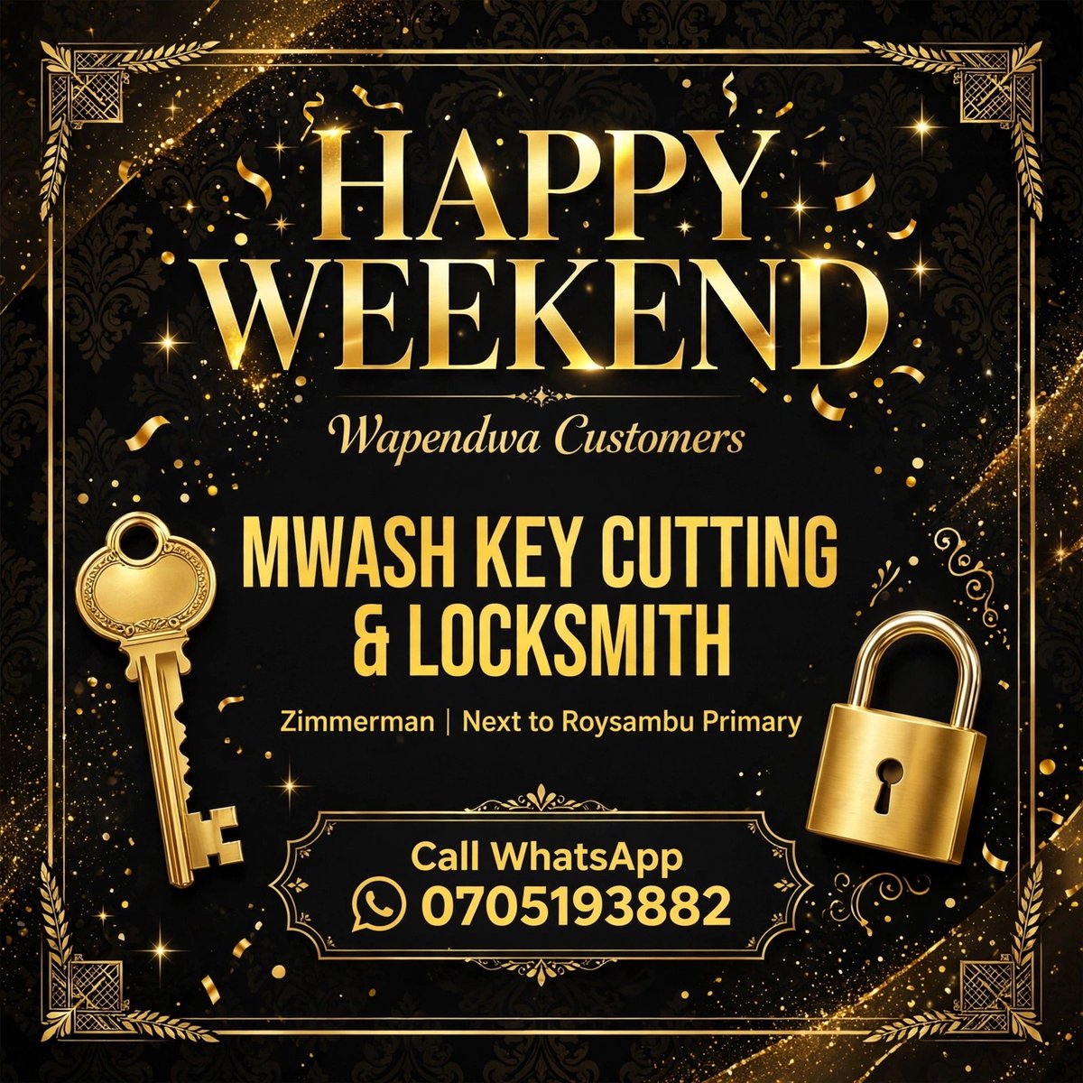 MwangiwAcanopy's tweet photo. HAPPY WEEKEND Wapendwa Customers! 🎉🔑
Asante kwa support yenu - Mungu awabariki!
Tuko OPEN weekend yote Zimmerman!
MWASH KEY CUTTING &amp; LOCKSMITH
📍 Next to Roysambu Primary
📞 0705193882 https://t.co/CVpHjXYIu8