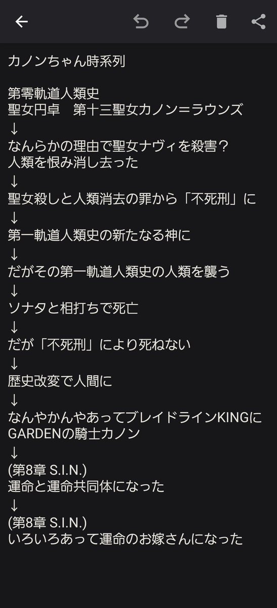 sabu_sika's tweet photo. ネタバレ⚠️【第8章　S.I.N.】

カノンちゃんについて超ざっくり時系列でまとめてみました
まだまだ謎が多いのでふんわり見てください

2枚目の画像は詳しめにまとめたものです https://t.co/CgJNrIZ6rl