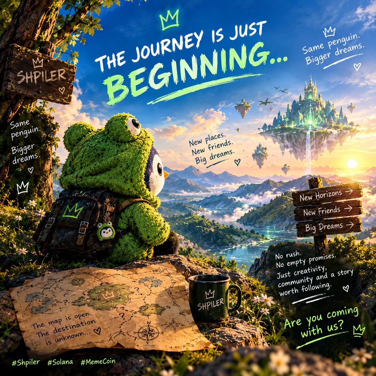ShpilerSol's tweet photo. 🐧 THE JOURNEY IS JUST BEGINNING.

Small penguin. Big dreams. 👑

A new chapter, new possibilities, and a community growing together.

The destination is unknown. The adventure is ours.

Same penguin. Bigger dreams. 💚

Are you coming with us? 👀

#Shpiler #Solana #MemeCoin https://t.co/meDtxi0NiV