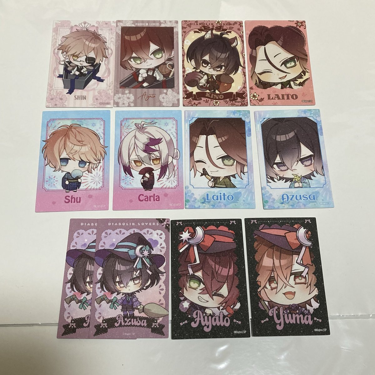 dialove_14's tweet photo. DIABOLIK LOVERS 交換 譲渡 ディアラバ ディアラヴァ ポラ風ラメカード だーりんこれくしょん ゆうすずみ どんぐりぽけっと どりーみーまじっく

提供)
アヤト/ライト/＊シュウ/ユーマ/アズサ/カルラ/シン/キノ

希望)
同種 スバル/ルキ 各1 (画像2枚目)
または各225円+送料

→ https://t.co/u5ungJKYiI