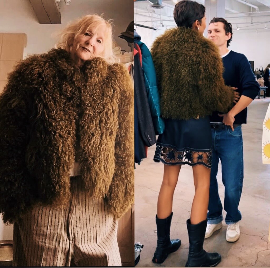 itsbleekerxox's tweet photo. Zendaya out in San Fran still loving her vintage coat find from Miriti Vintage's booth at A Current Affair https://t.co/epsxfkuy14