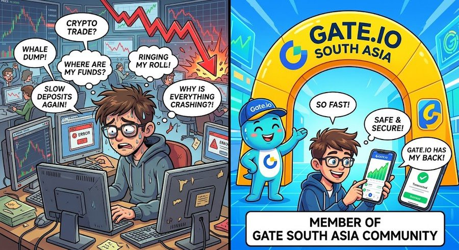 11th_lucky's tweet photo. Trading anywhere else vs. Trading on https://t.co/5RILvnVJTP! 📉➡️📈

Left: ME stressing over crashes, errors, and slow deposits... 😭💥

Right: ME totally chilled out with Gate South Asia! Fast, safe, and always green charts! 🚀💙

Never looking back! 🙌✨

#GateSA_MEME #Gateio #CryptoMemes