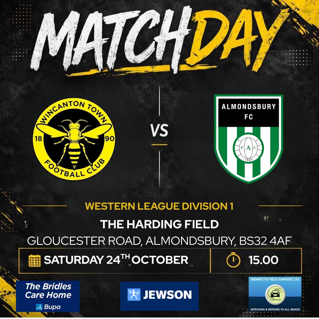 WincantontownFC's tweet photo. It’s matchday…

This afternoon, our first team travel to @Almondsbury_FC in the @Jewson @_WesternLeague_ 

It’s looking wet and miserable but any travelling support to BS32 would be appreciated!

#UpTheWasps https://t.co/OtXezAlTBJ